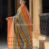Yellow Cotton All Body Jacquard Multi Colour Stripe Handloom Saree