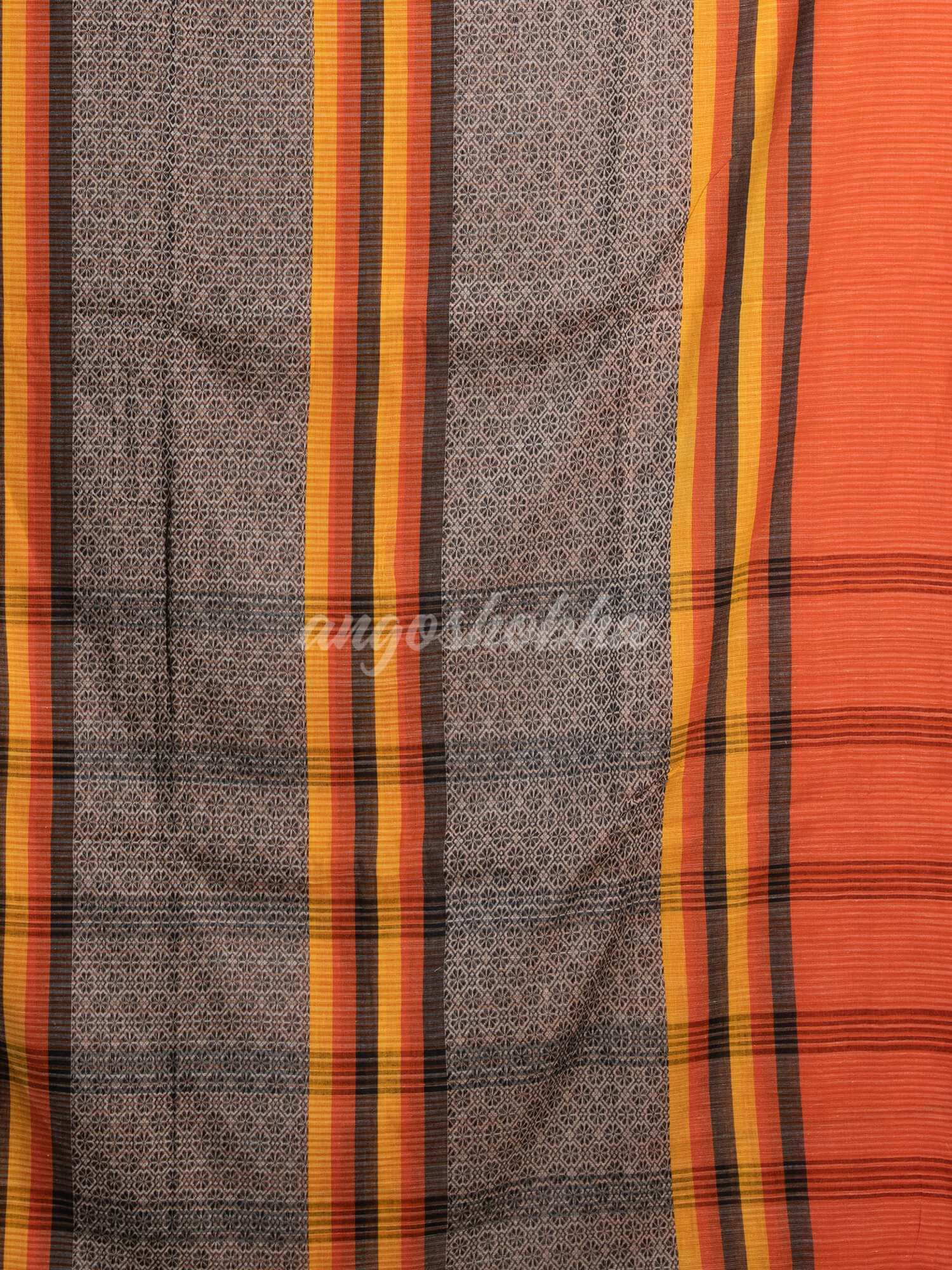 Beige Cotton All Body Jacquard Multi Colour Stripe Handloom Saree