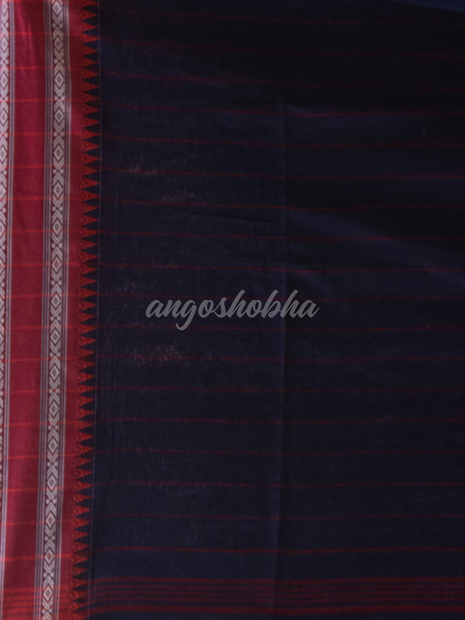 Cobalt Blue Cotton Solid Body Jacquard Border With Pallu Stripe Handloom Saree