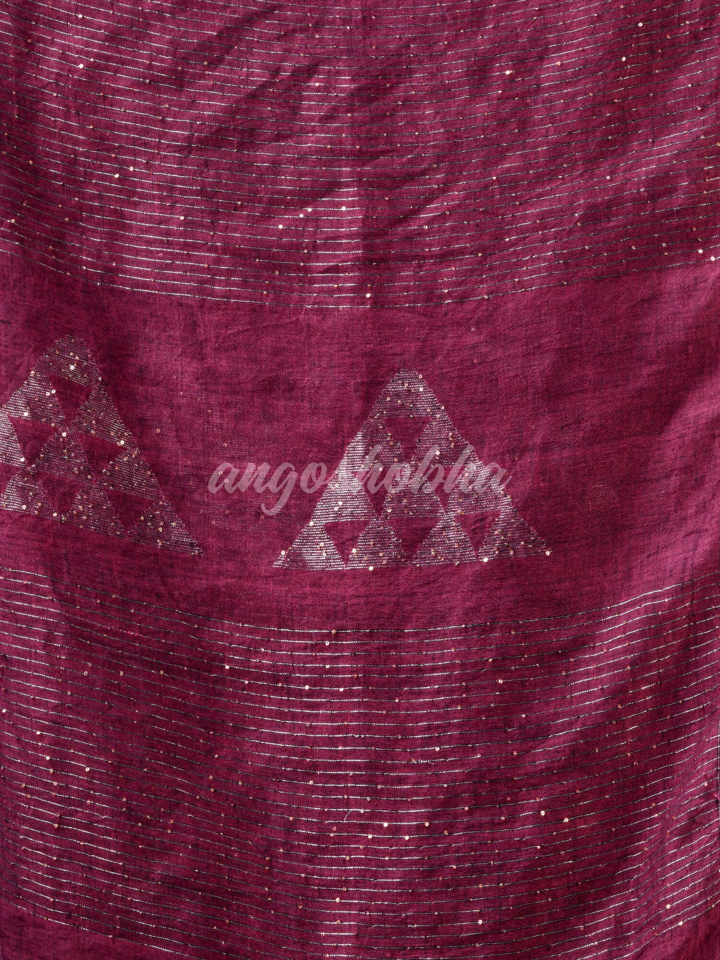 Plum Purple Linen Sequin Work Handwoven Saree