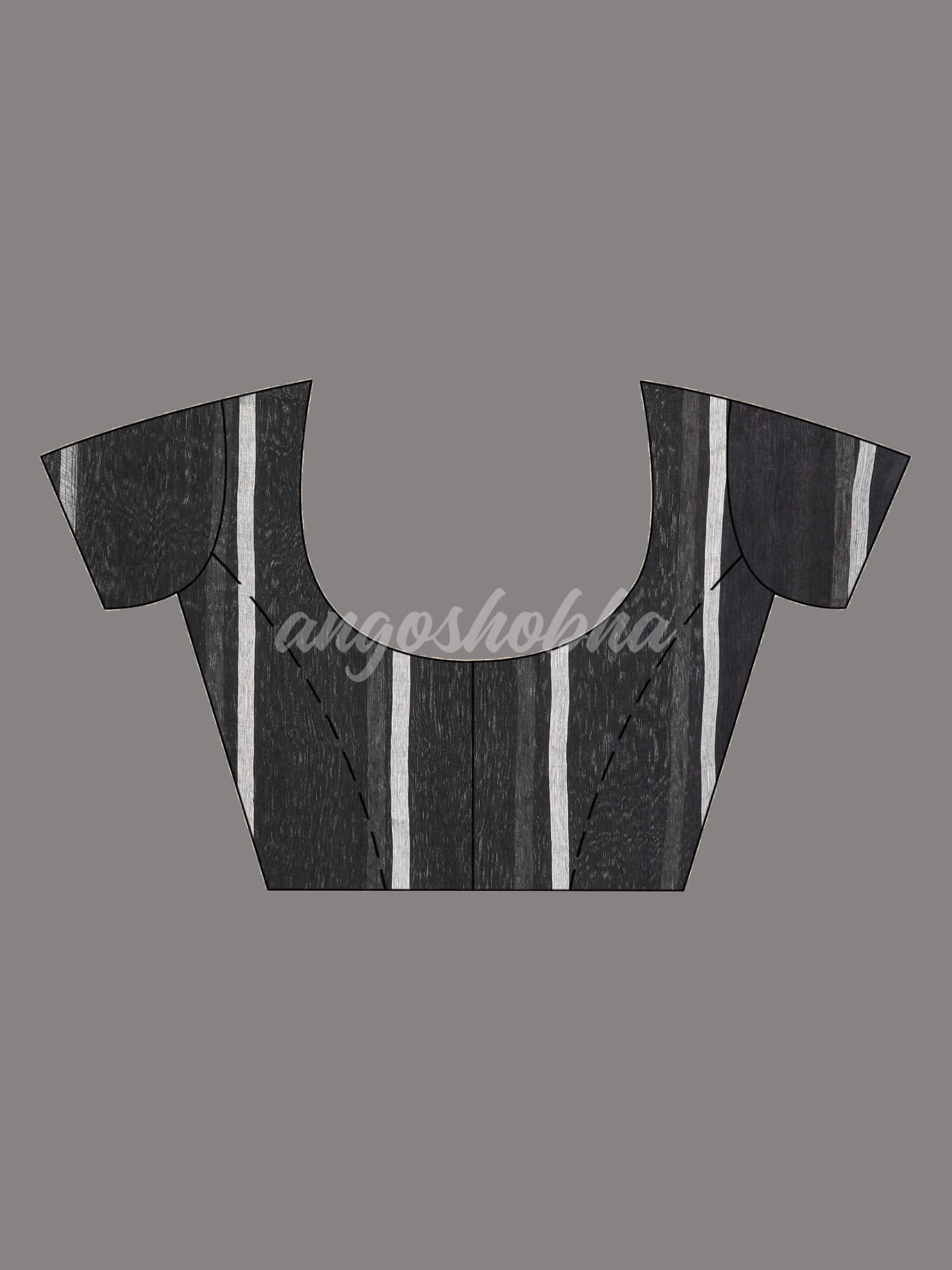 Black Silk Linen All Body Buti With Pallu Silver Zari Handloom saree