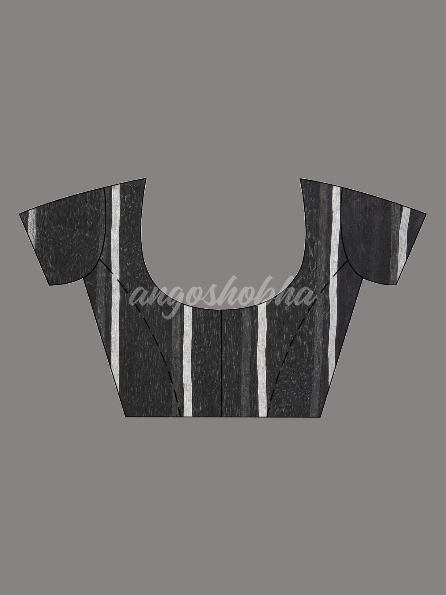 Black Silk Linen All Body Buti With Pallu Silver Zari Handloom saree