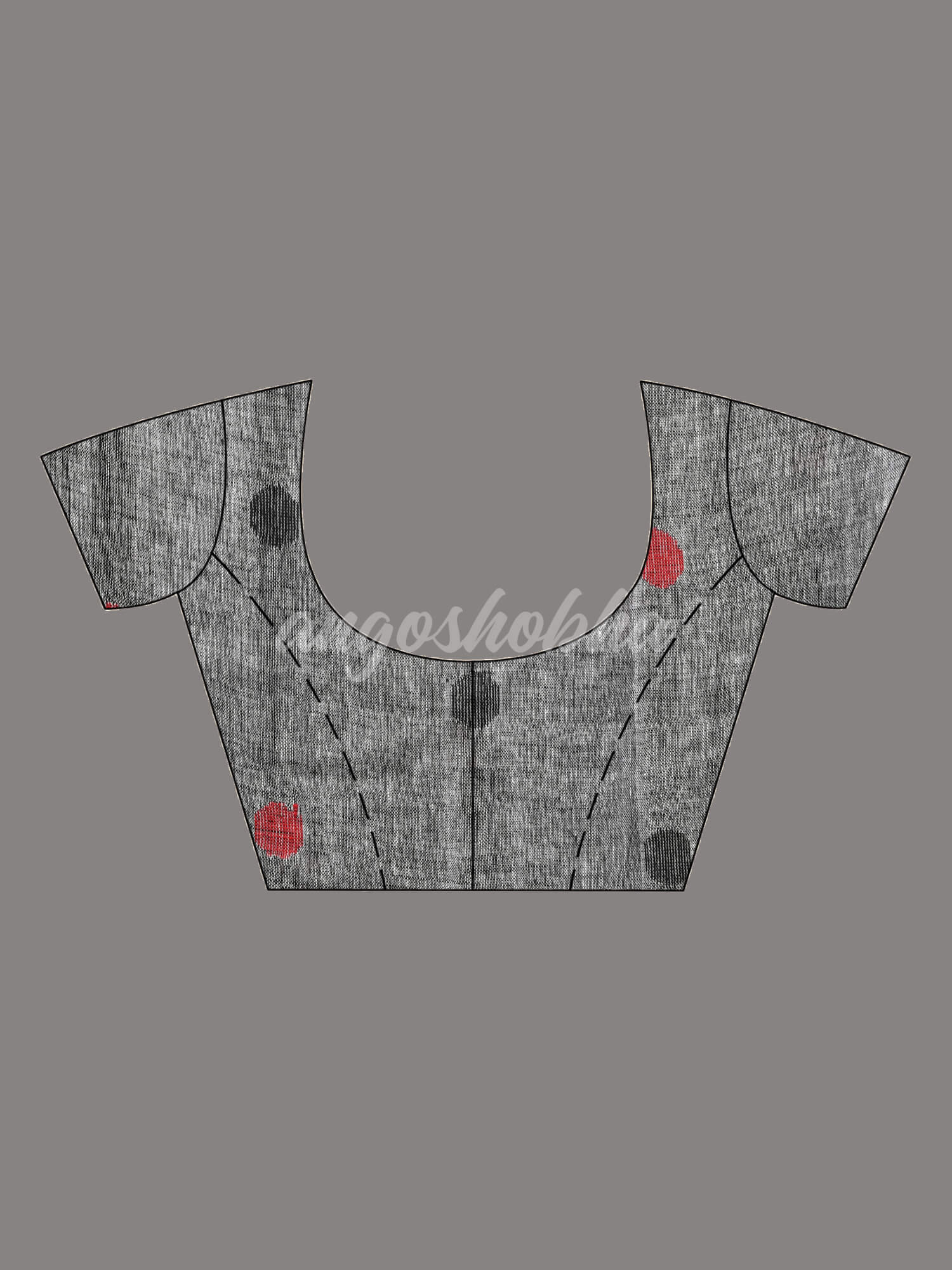 Black Linen All Body Buti With Pallu Grey Handloom saree