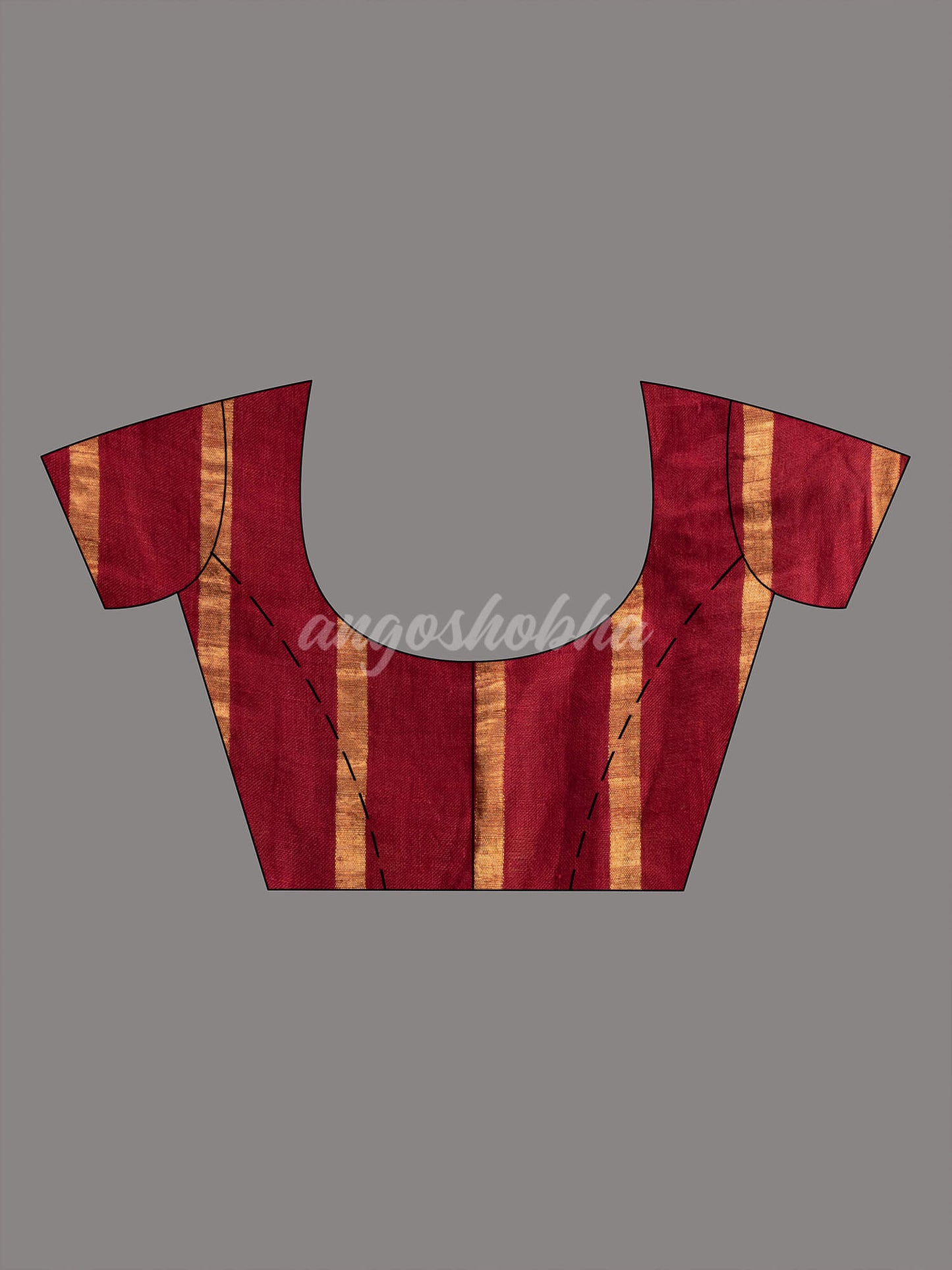 Maroon Linen All Body Zari Stripe Handloom Saree