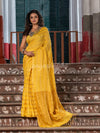 Sun Yellow Linen All Body Stripe With Pallu Zari Handloom Saree