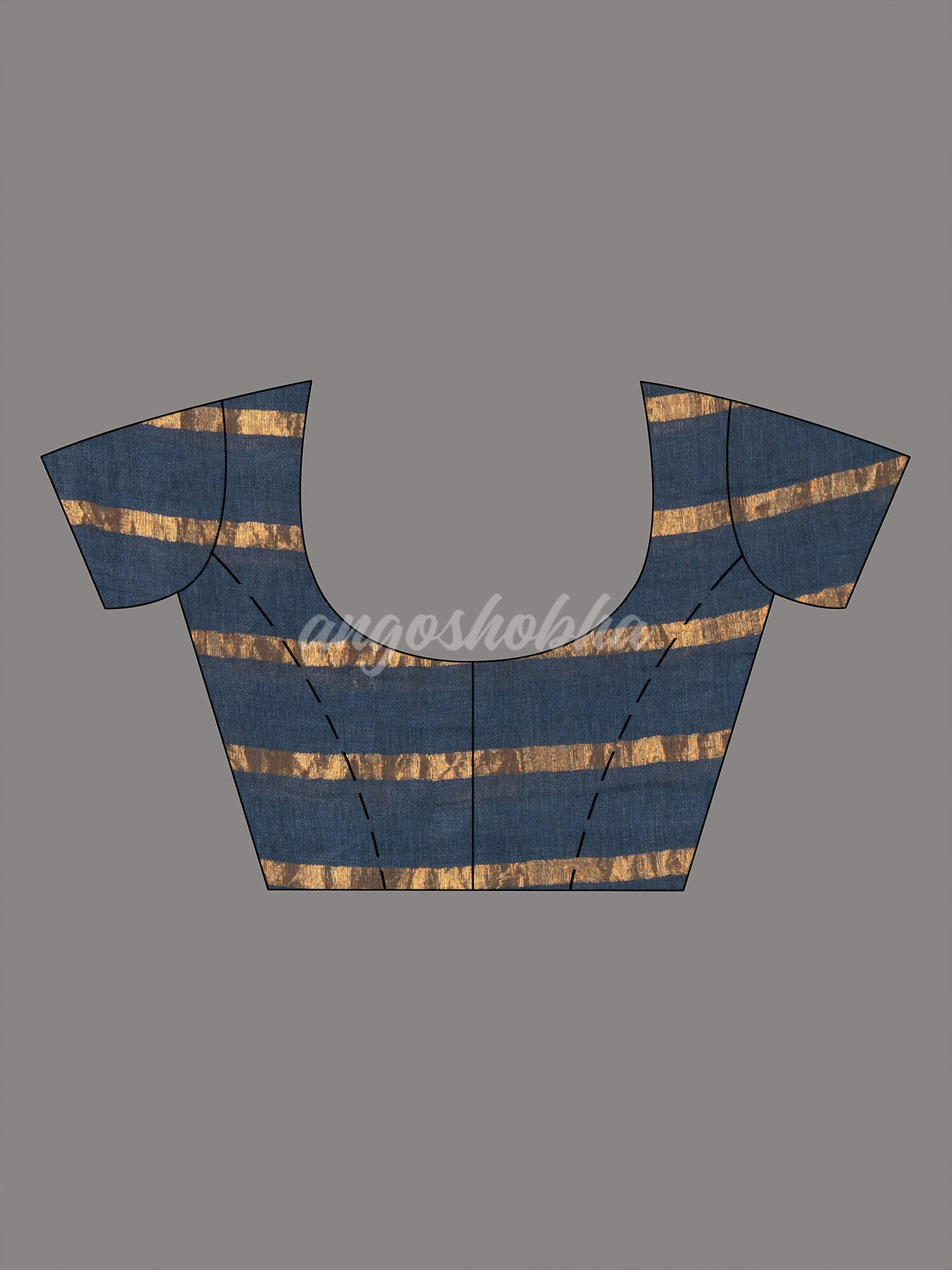 Violet Blue Linen All Body Zari Stripe Handloom Saree