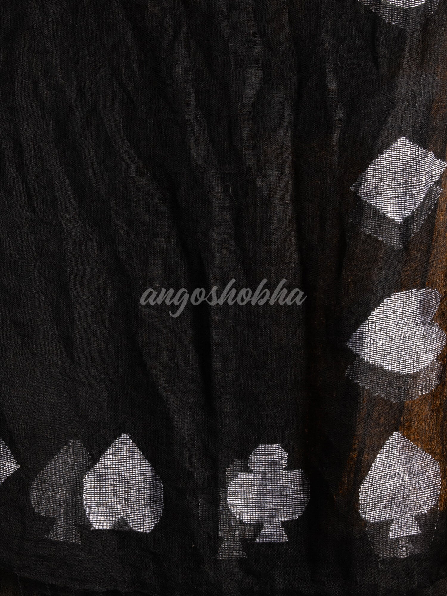 south Indian Black Linen White Handwoven Saree online