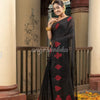Black Linen Red Deck Of Cards Design Handwoven Saree