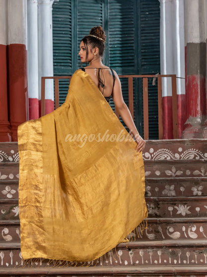 Gold Linen Traditional Handloom Saree