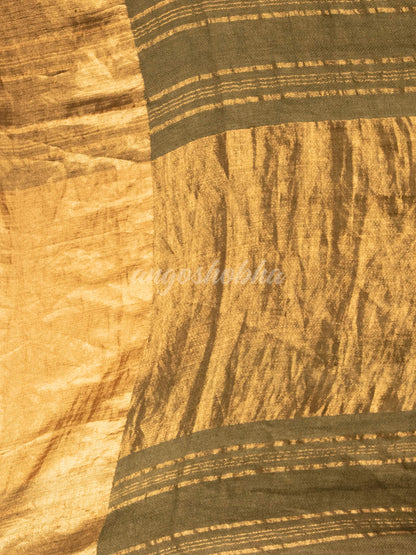 Dark Army Green Linen Traditional Handloom Saree