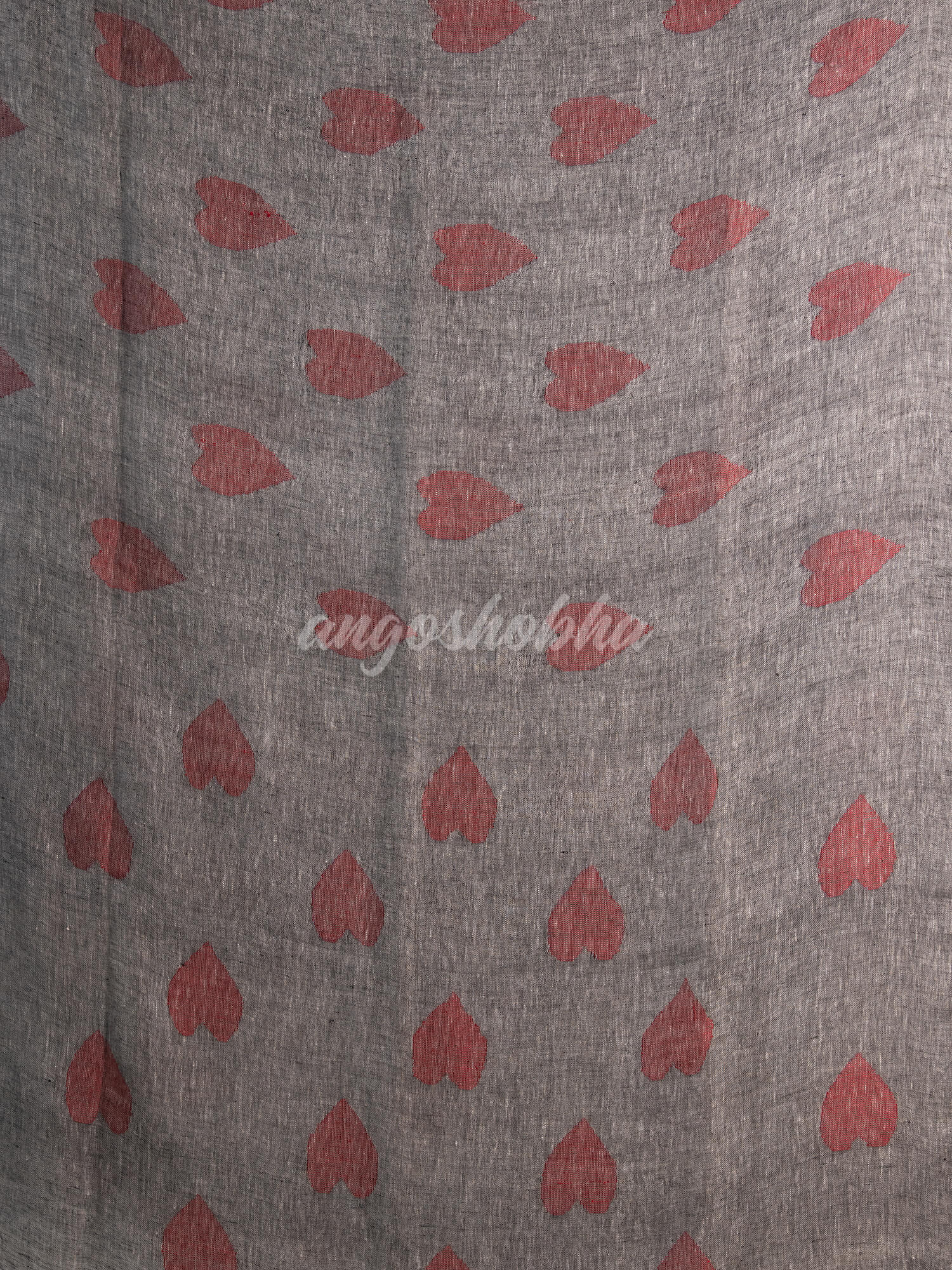 Grey Linen All Body Love Motive Handwoven Saree