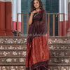 Black Linen All Body Red Stripe With Zari Pallu Handloom Saree