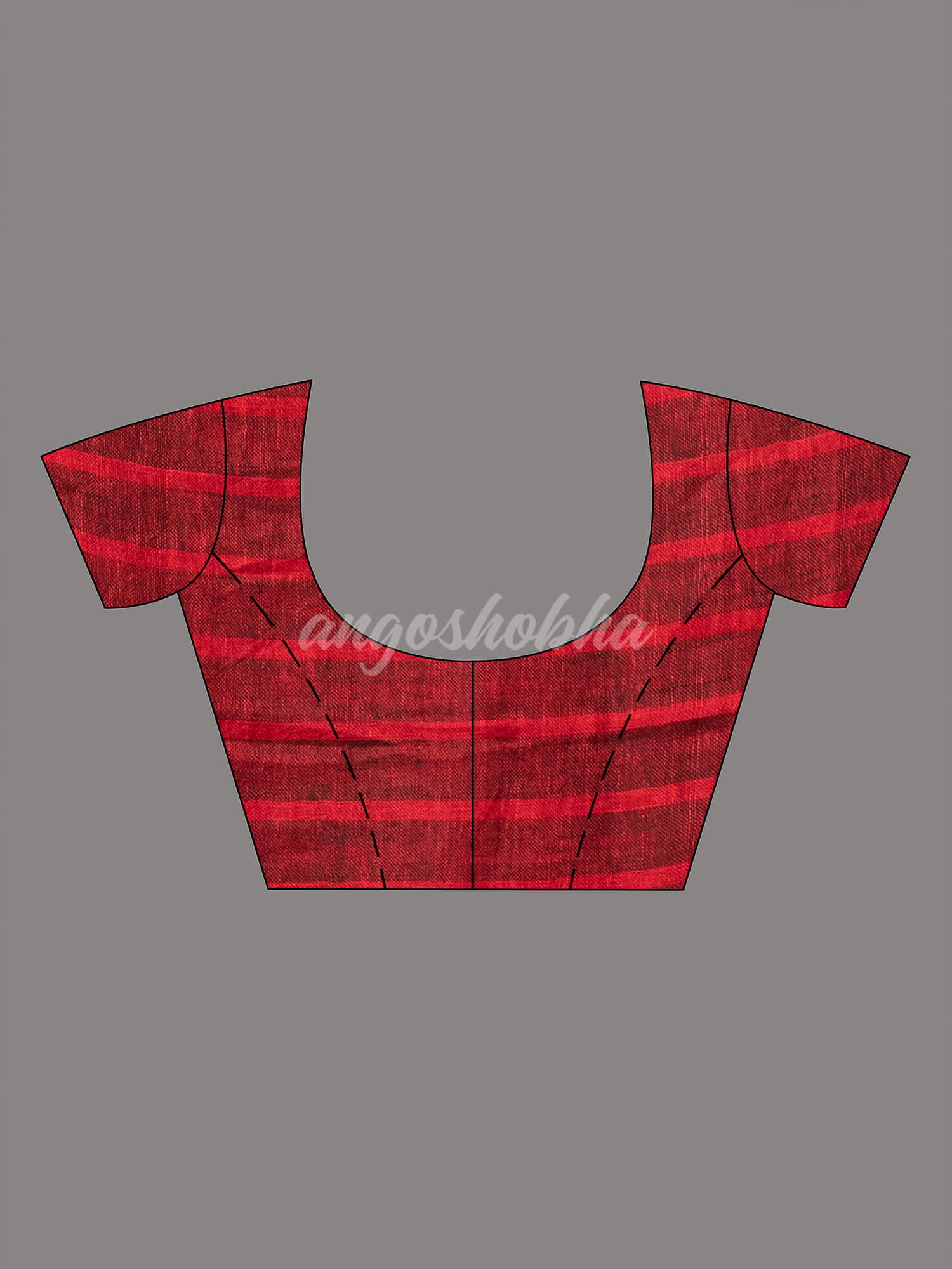 Black Linen All Body Red Stripe With Zari Pallu Handloom Saree