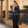 Black Linen Sequin Work Handwoven Saree