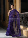 Royal Blue Linen Sequin Work Handwoven Saree