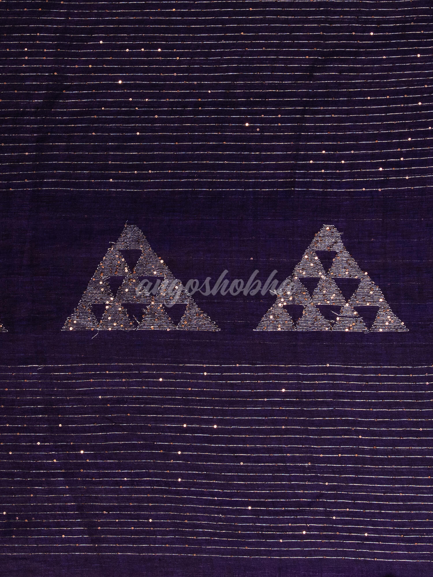 Royal Blue Linen Sequin Work Handwoven Saree