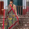 Grey Linen All Body Buti With Flowers Motive Pallu Jamdani Saree
