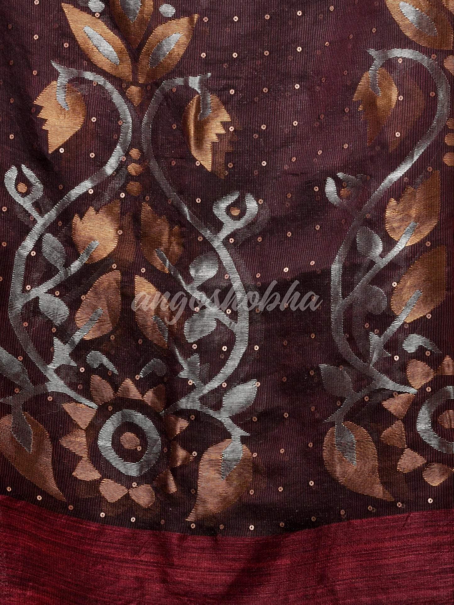 Traditional Maroon Matka Silk Sequin Soft Jamdani Saree