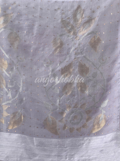 Traditional Silver Matka Silk Sequin Soft Jamdani Saree