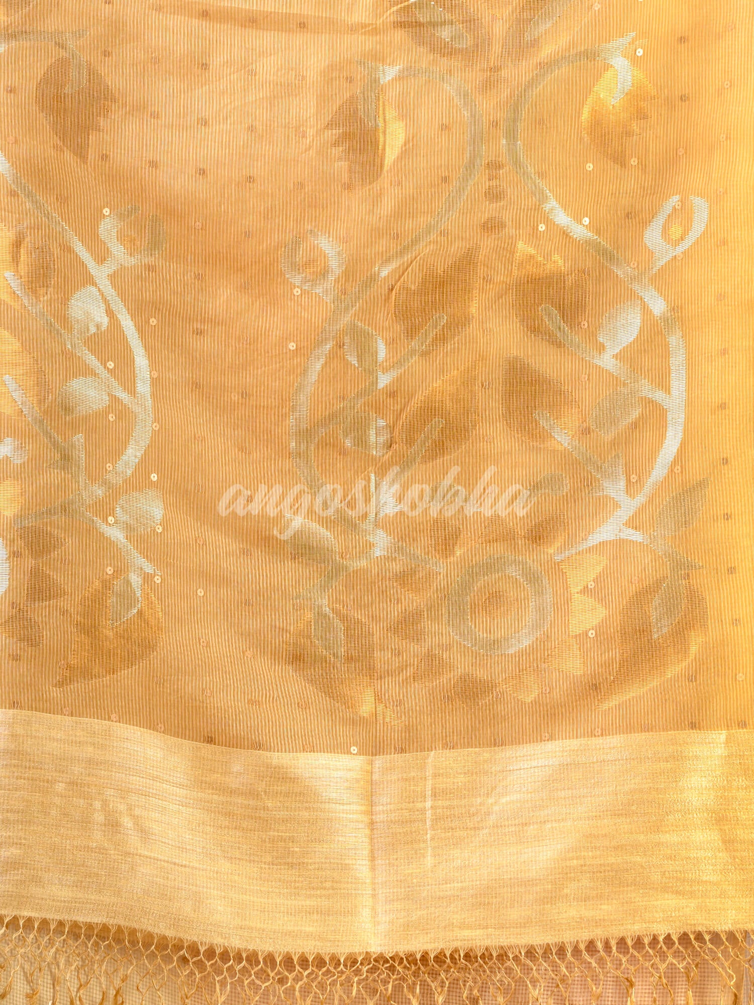 Traditional Light Yellow Matka Silk Sequin Soft Jamdani Saree