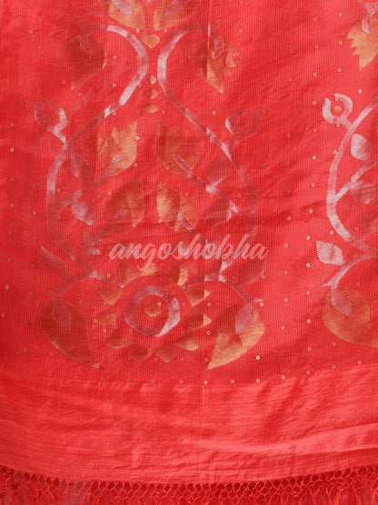 Traditional Red Matka Silk Sequin Soft Jamdani Saree