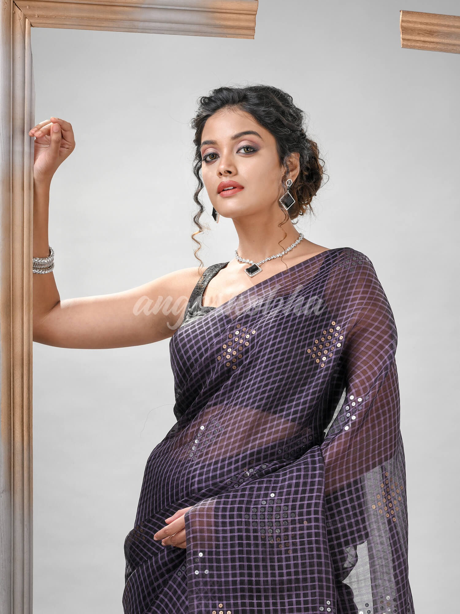 Traditional Rima Blue Matka Silk Sequin Soft Jamdani Saree