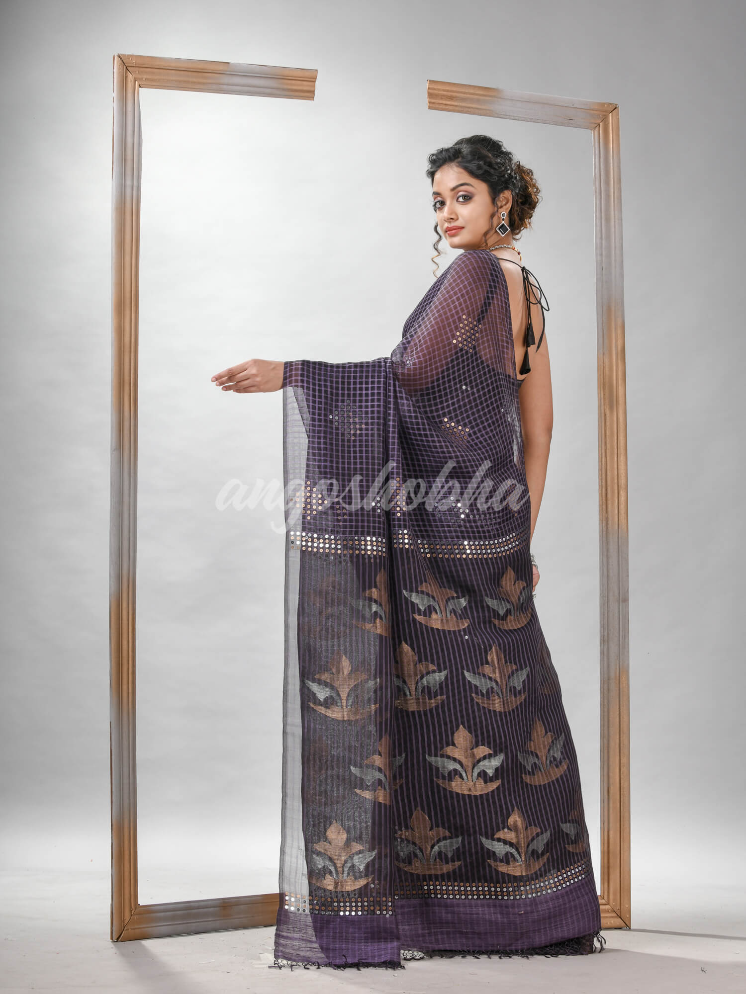 Traditional Rima Blue Matka Silk Sequin Soft Jamdani Saree