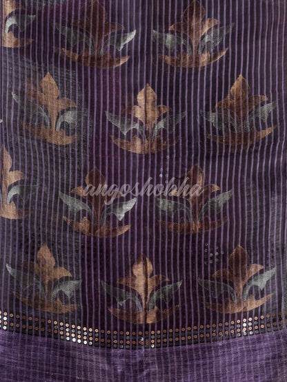 Traditional Rima Blue Matka Silk Sequin Soft Jamdani Saree