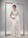 Traditional White Matka Silk Sequin Soft Jamdani Saree
