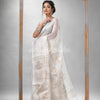 Traditional White Matka Silk Sequin Soft Jamdani Saree