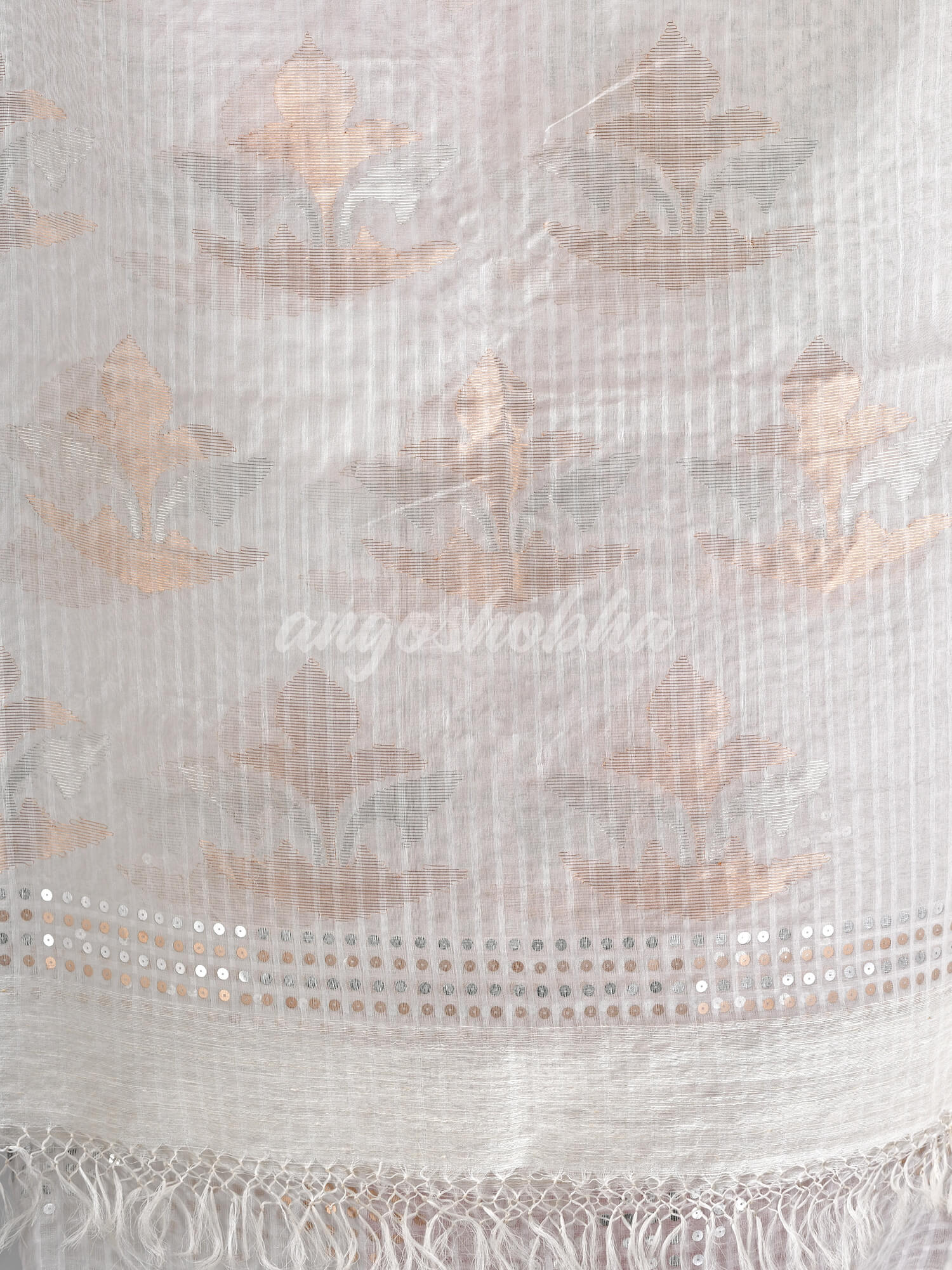 Traditional White Matka Silk Sequin Soft Jamdani Saree