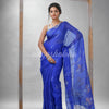 Traditional Blue Matka Silk Sequin Soft Jamdani Saree