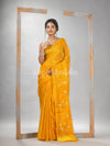 Traditional Yellow Matka Silk Sequin Soft Jamdani Saree