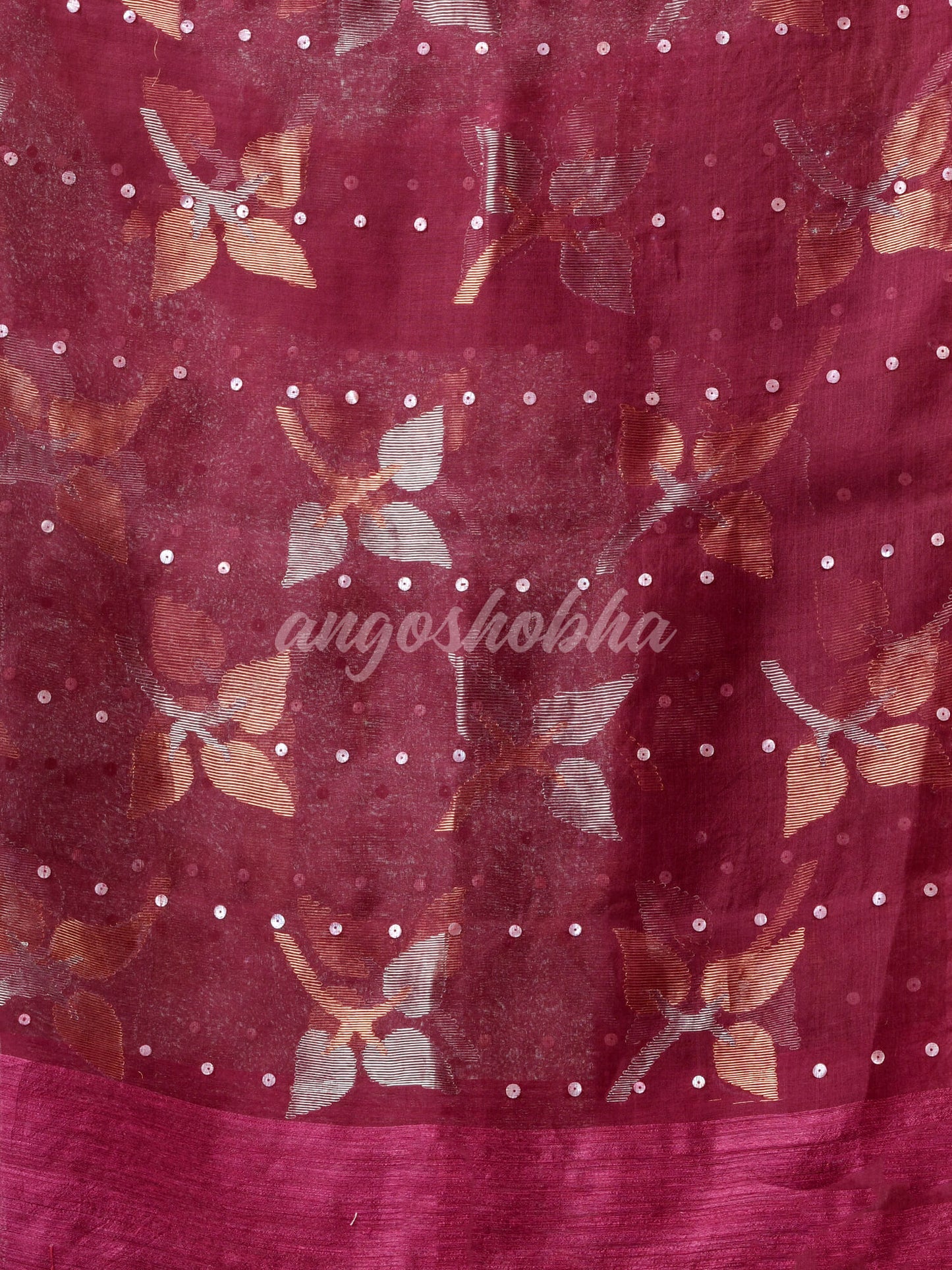 Traditional Maroon Matka Silk Sequin Soft Jamdani Saree