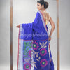 Royal Blue Silk Matka Solid Body With Pallu Flowers Motive Soft Jamdani Saree