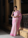 Pink Silk Muslin Jacquard Jamdani Saree
