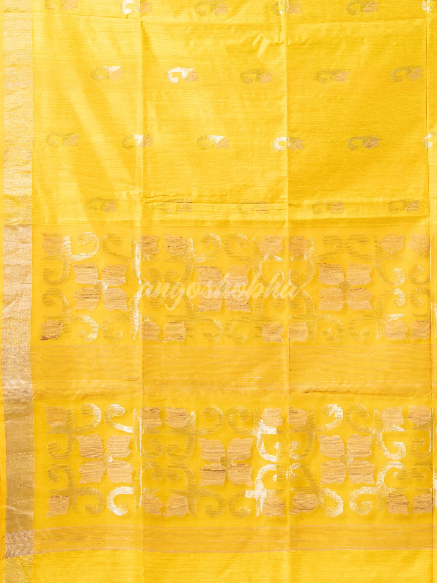 Yellow Silk Matka Handwoven Jamdani Saree