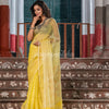 Light Yellow Silk Matka Handwoven Jamdani Saree