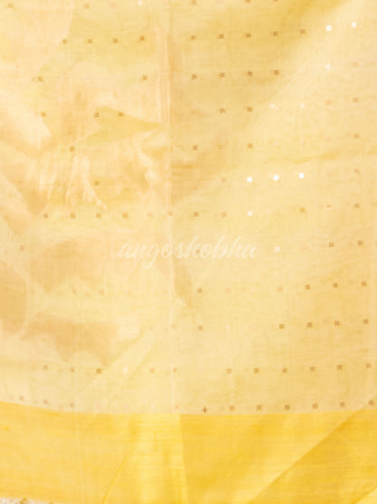 Light Yellow Silk Matka Handwoven Jamdani Saree