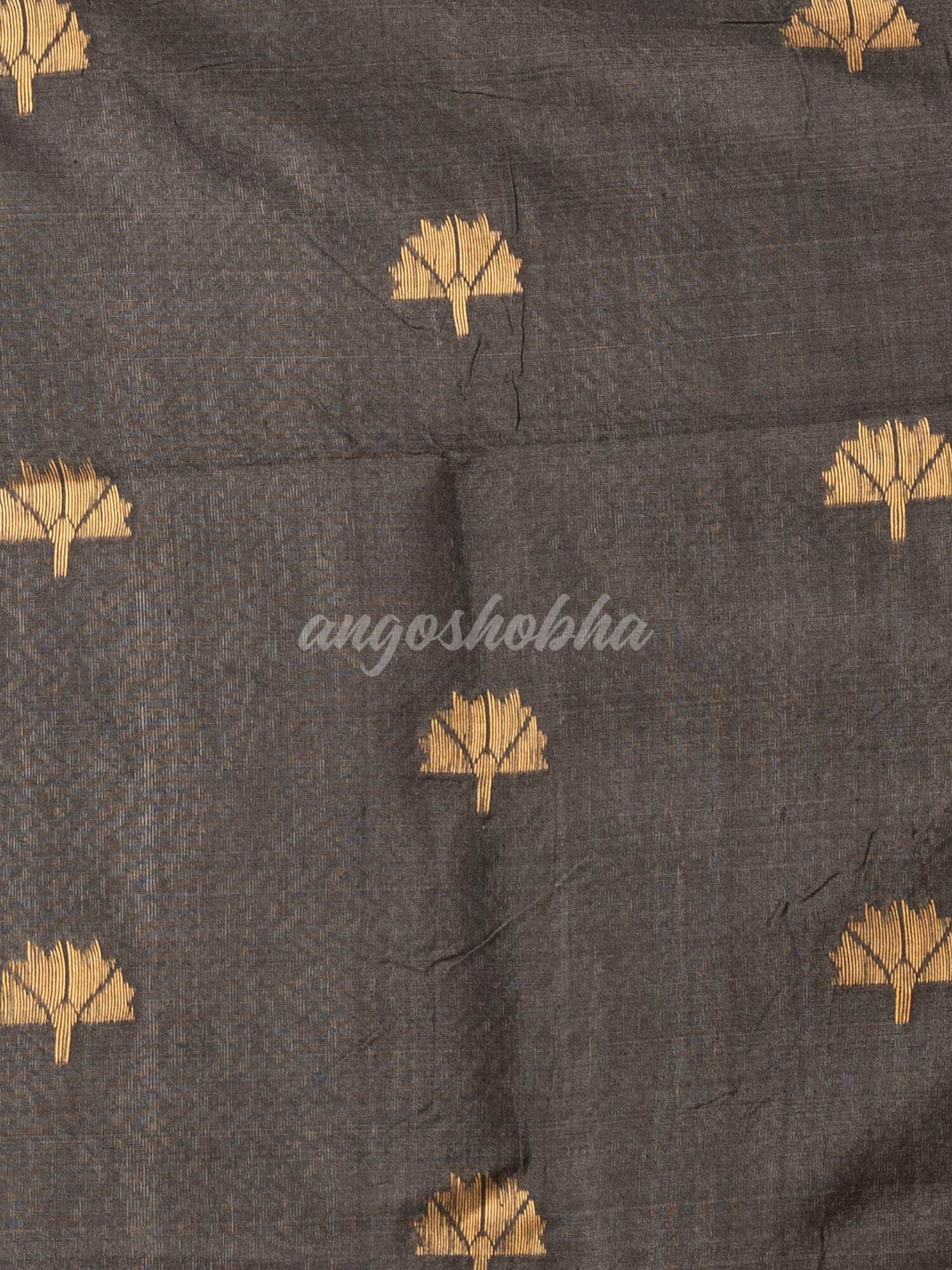 White Silk Noyal All Body Buti With Black Pallu Jamdani Saree