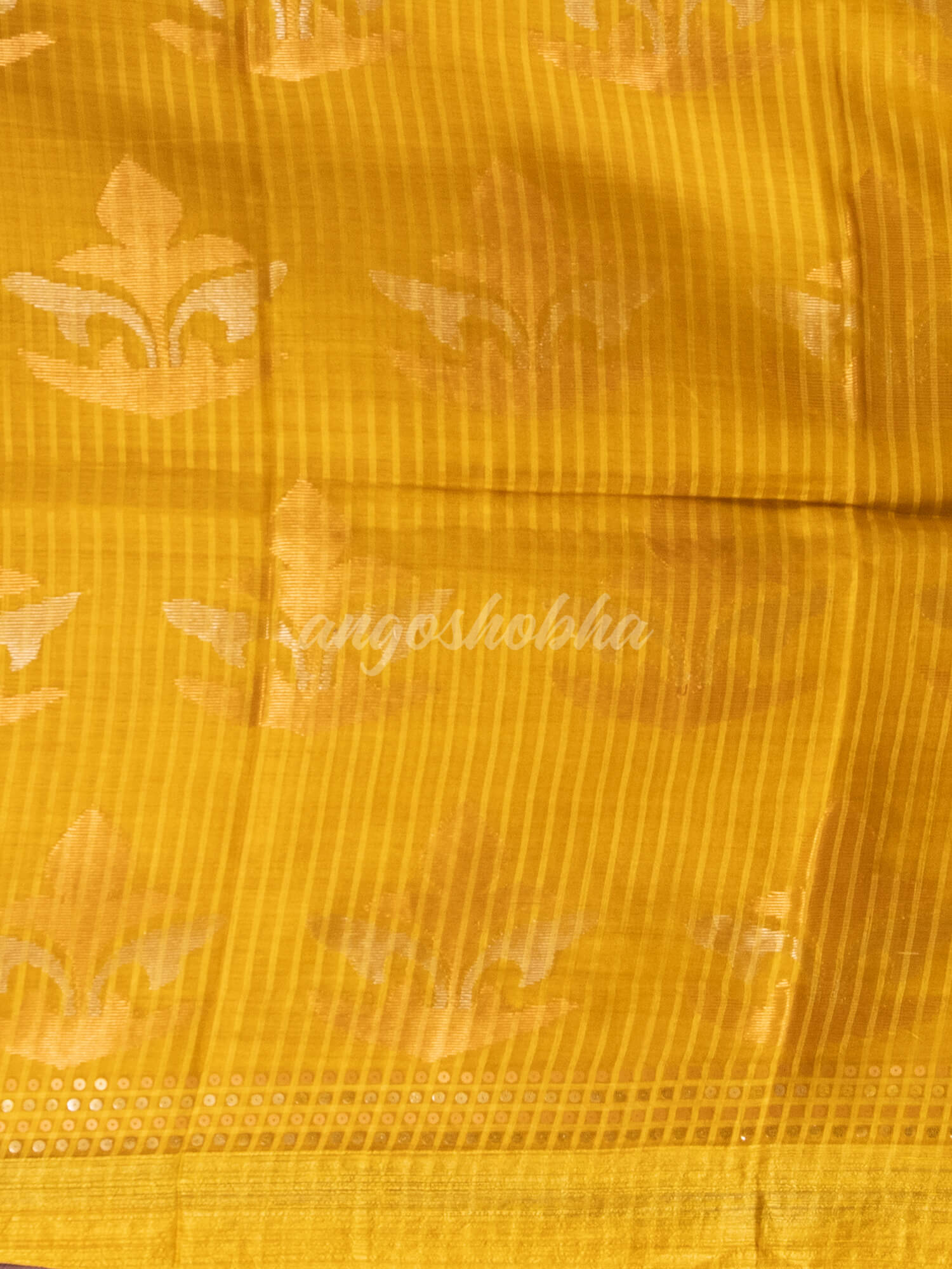 Traditional Mustard Silk Sequin Soft Jamdani Saree