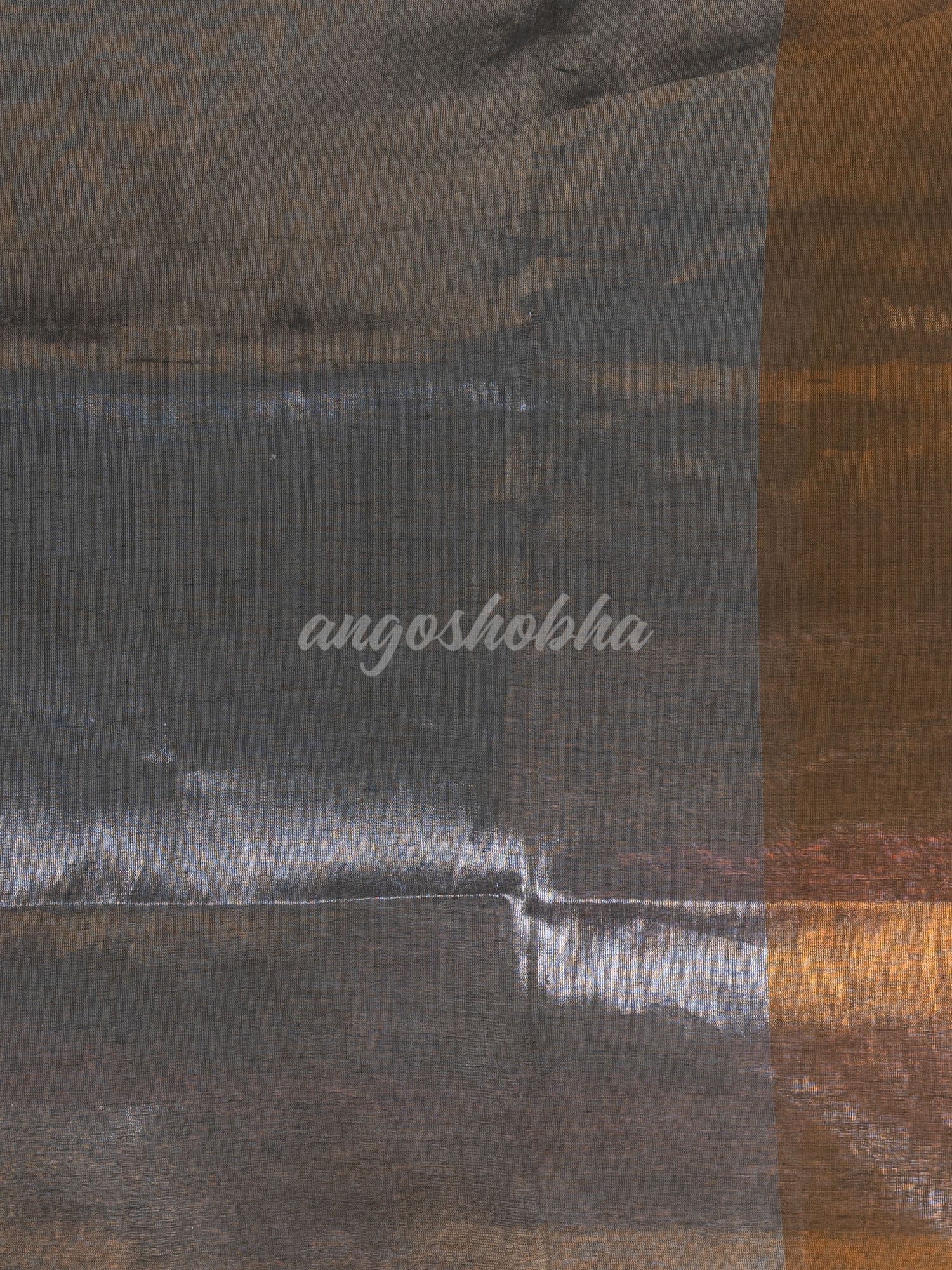 Silver Grey & Gold Handloom Tissue Saree
