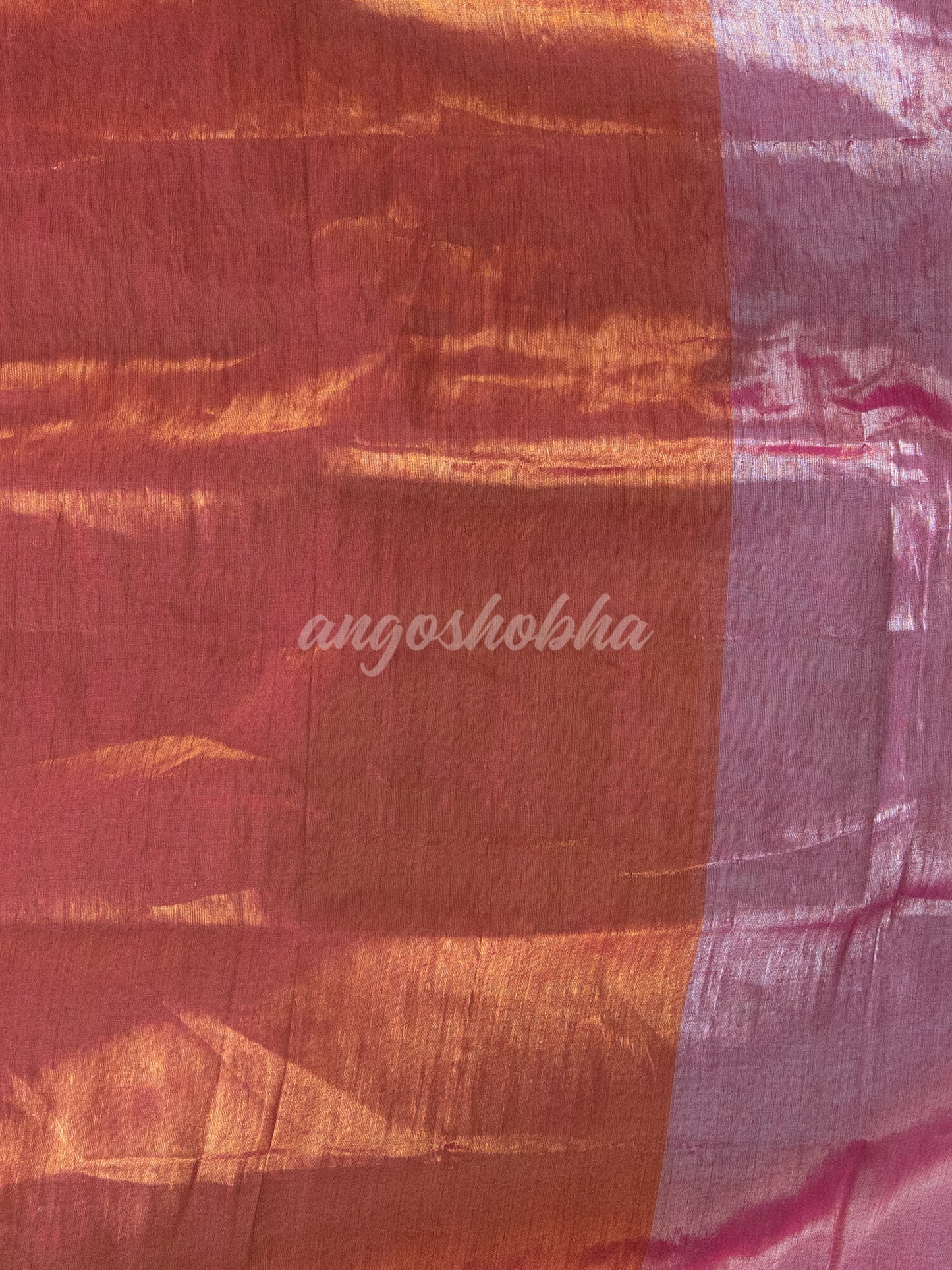 Silver Pink & Gold Handloom Tissue Saree