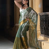 Silver Bottle Green & Gold Handloom Tissue Saree