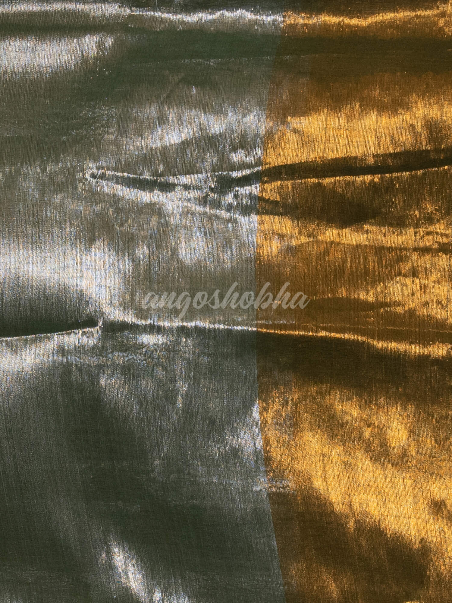 Silver Bottle Green & Gold Handloom Tissue Saree