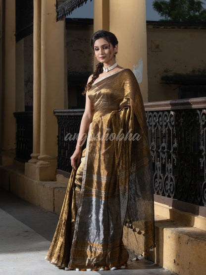 Gold Tissue Silver Zari Pallu Handwoven Saree