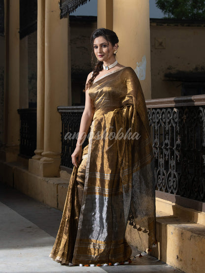 Gold Tissue Silver Zari Pallu Handwoven Saree