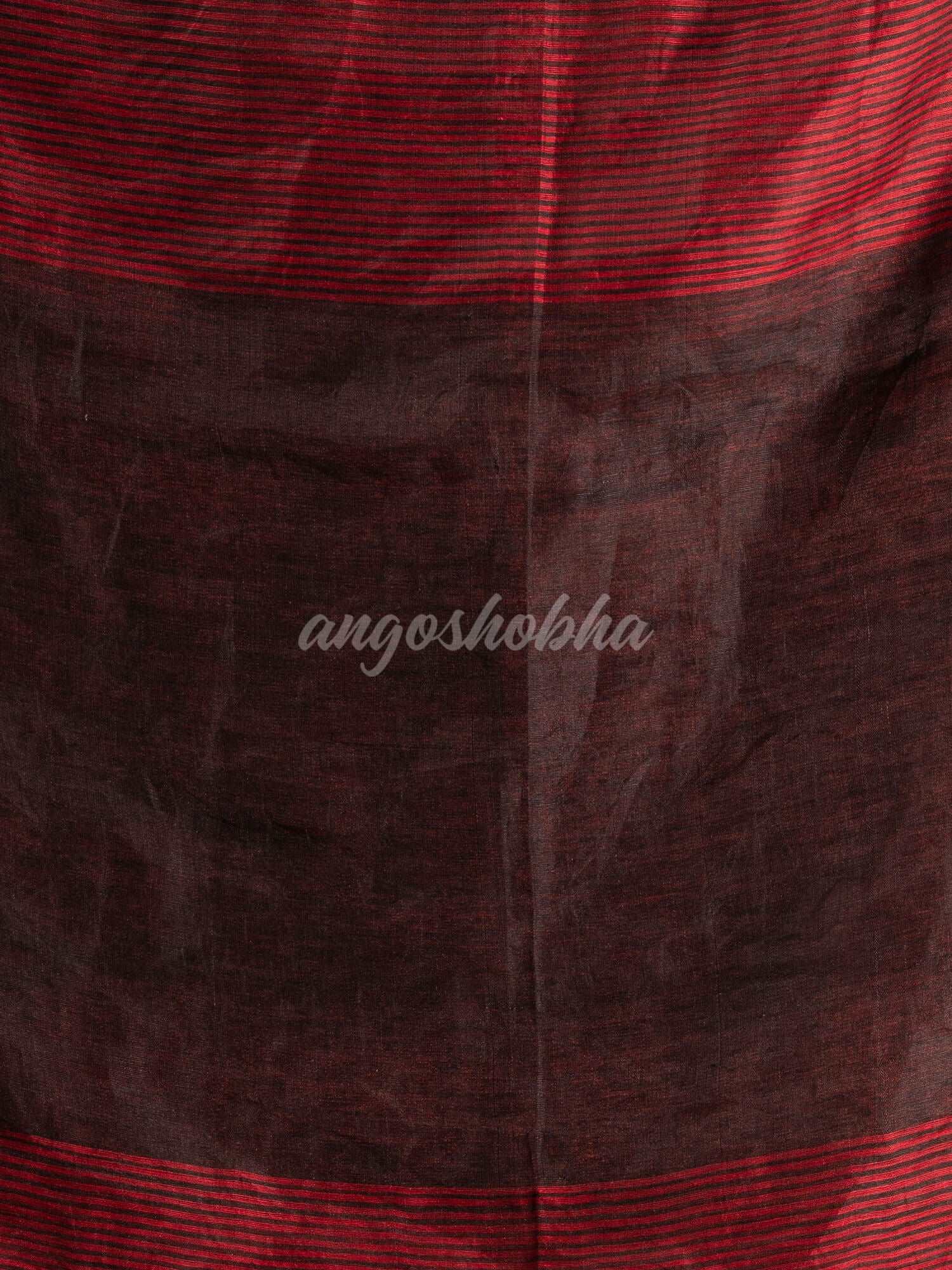 Black & Red Tissue Linen Multi Color Pallu Handwoven Saree