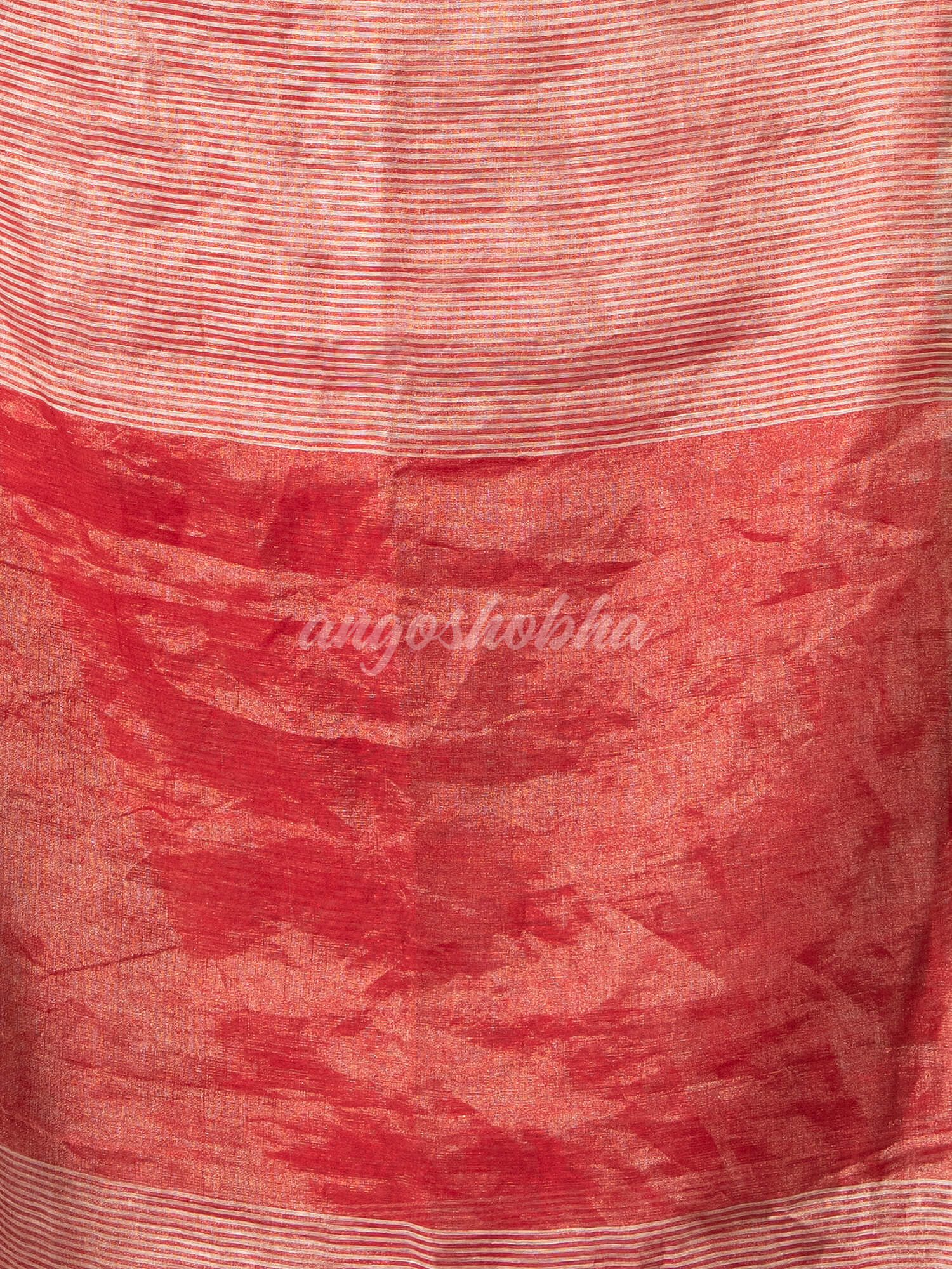 Red & Silver Tissue Linen Multi Color Pallu Handwoven Saree