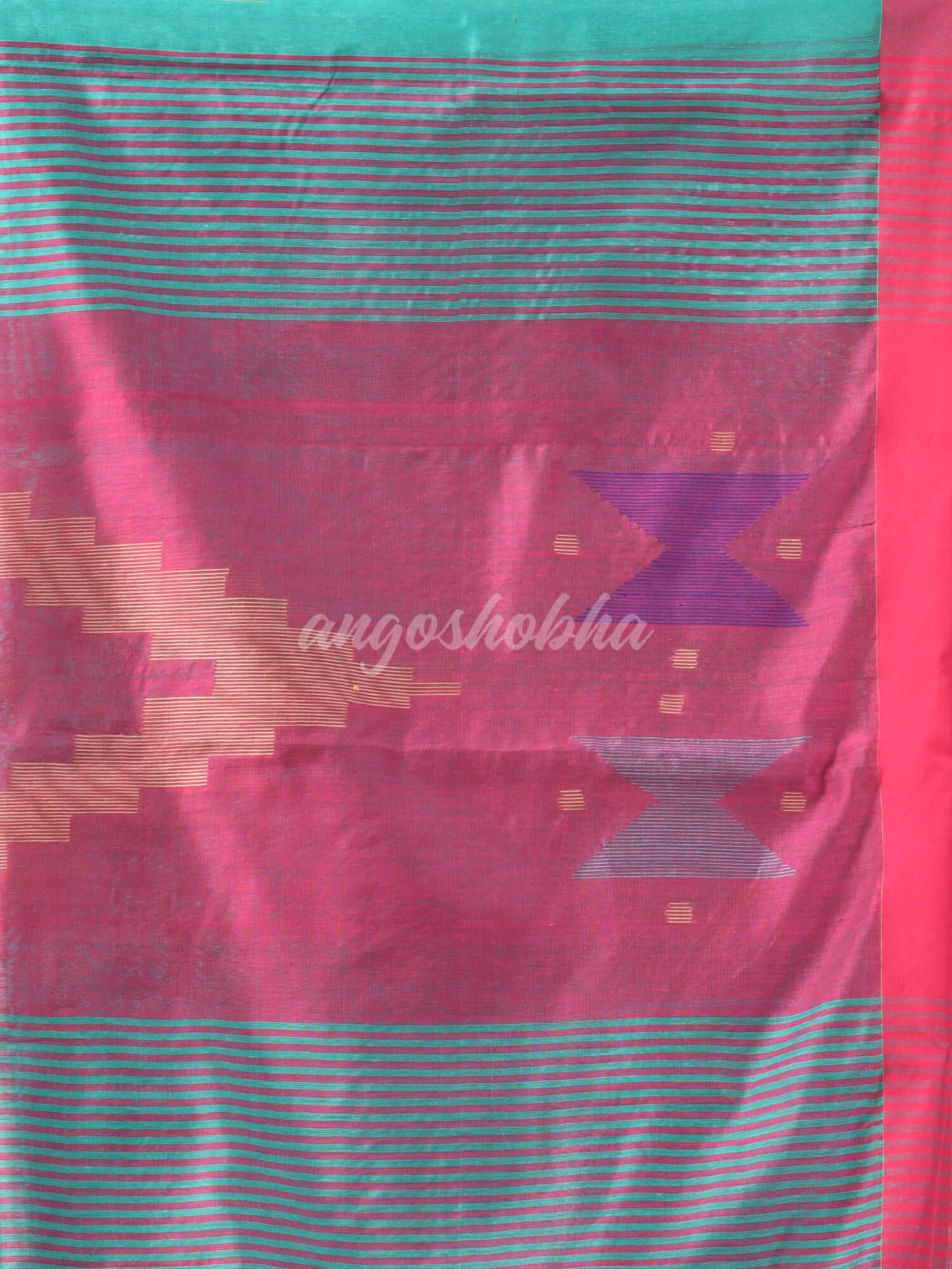 Firoza Cotton Blend All Body Motive With Rani Pallu Handloom Saree